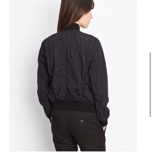 VINCE Ruched Shrunken Bomber Jacket in Coastal Blue: Sz S - Picture 3 of 11